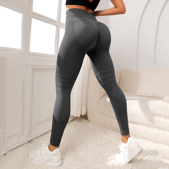 High Waist Striped Workout Leggings