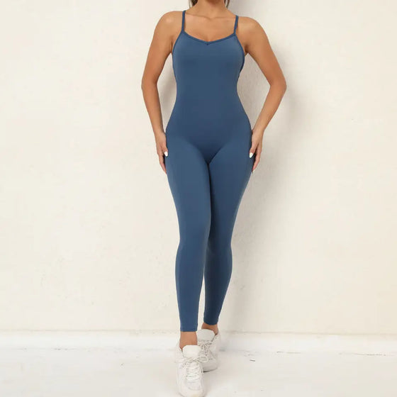 Women Cross Strap Back Long Jump Suit