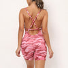 Women Cross Strap Back Short Jump Suit